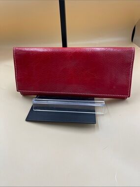 Red Leather Jewelry Wallet for Travel or Purse Comes with Kendra Scott Necklace